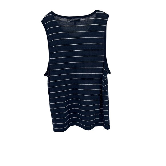 Banana Republic women's Navy  White Striped Tank Top size Large Linen knit - Picture 4 of 5